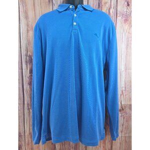 Tommy Bahama Island Zone Mens Long Sleeve Polo XXLBlue Modal Blend